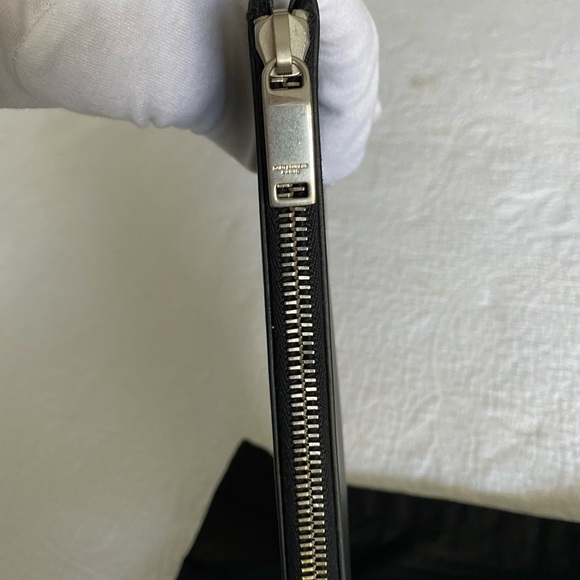 NEW YSL POUCH CASE BLACK LEATHER W SILVER GROMMETS - Picture 5 of 8